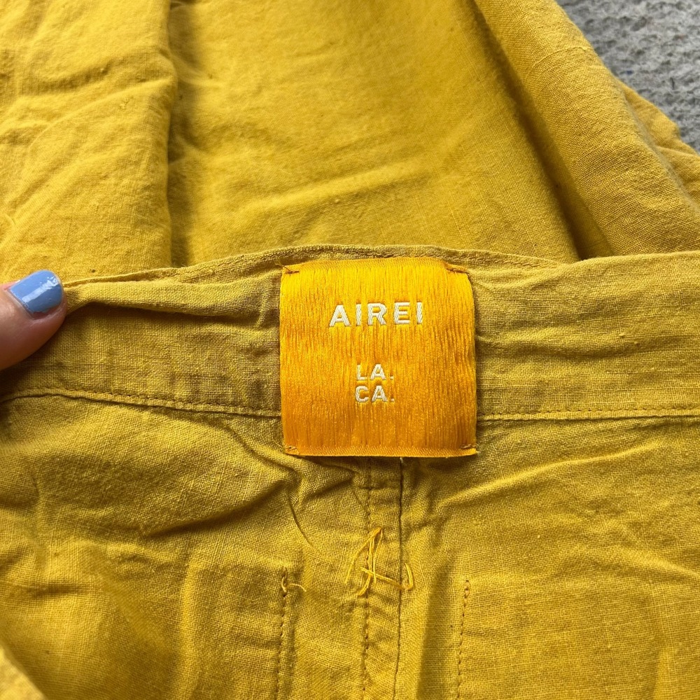 AIREI Mens Yellow Khadi Drawstring Trousers Cotton Wide Leg 100% Cotton XS - Picture 6 of 13